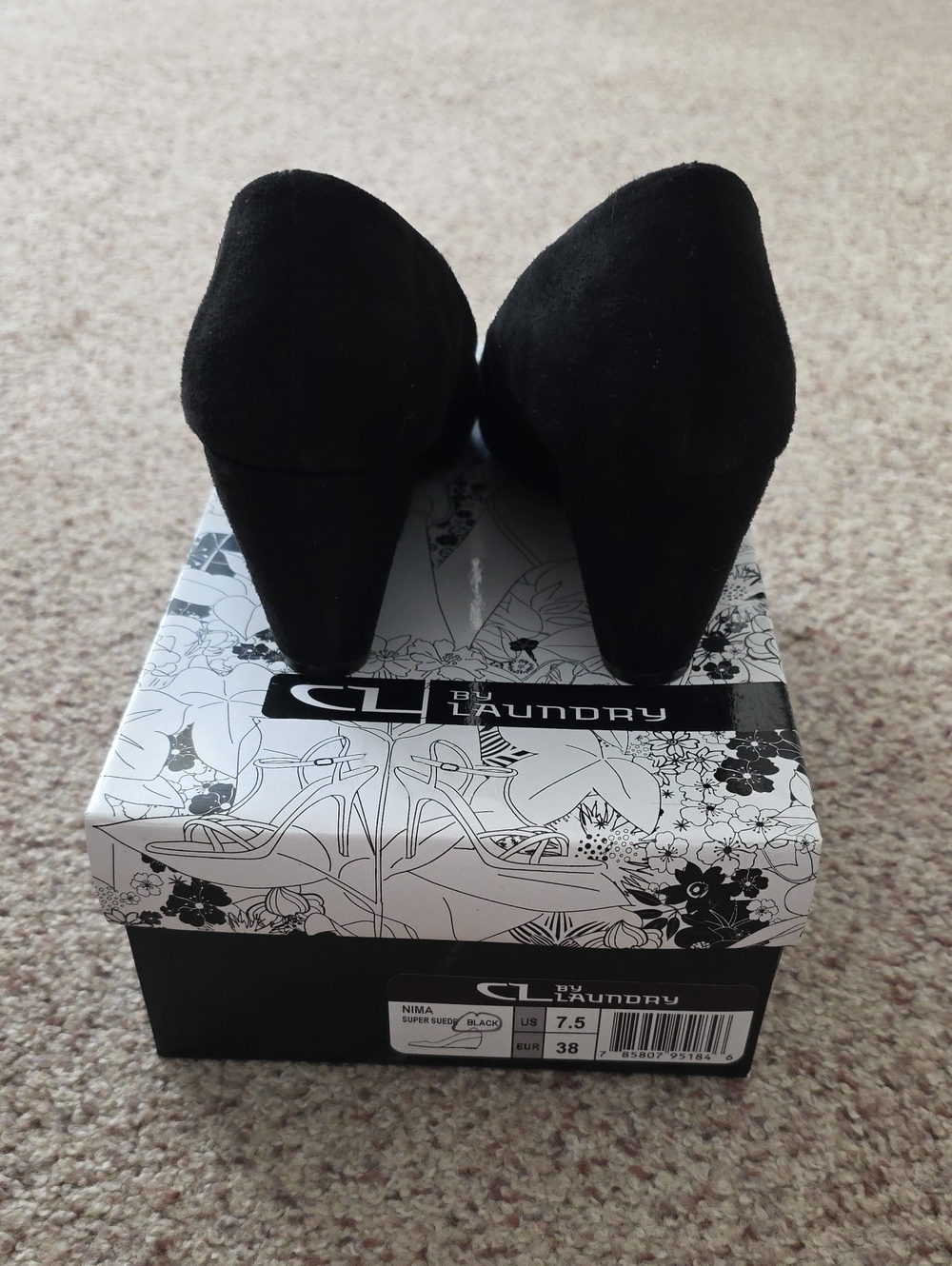 CL by Laundry Black Round-Toe Suede-Look Pumps, Size 7.5, Style: Nima - Picture 3 of 6